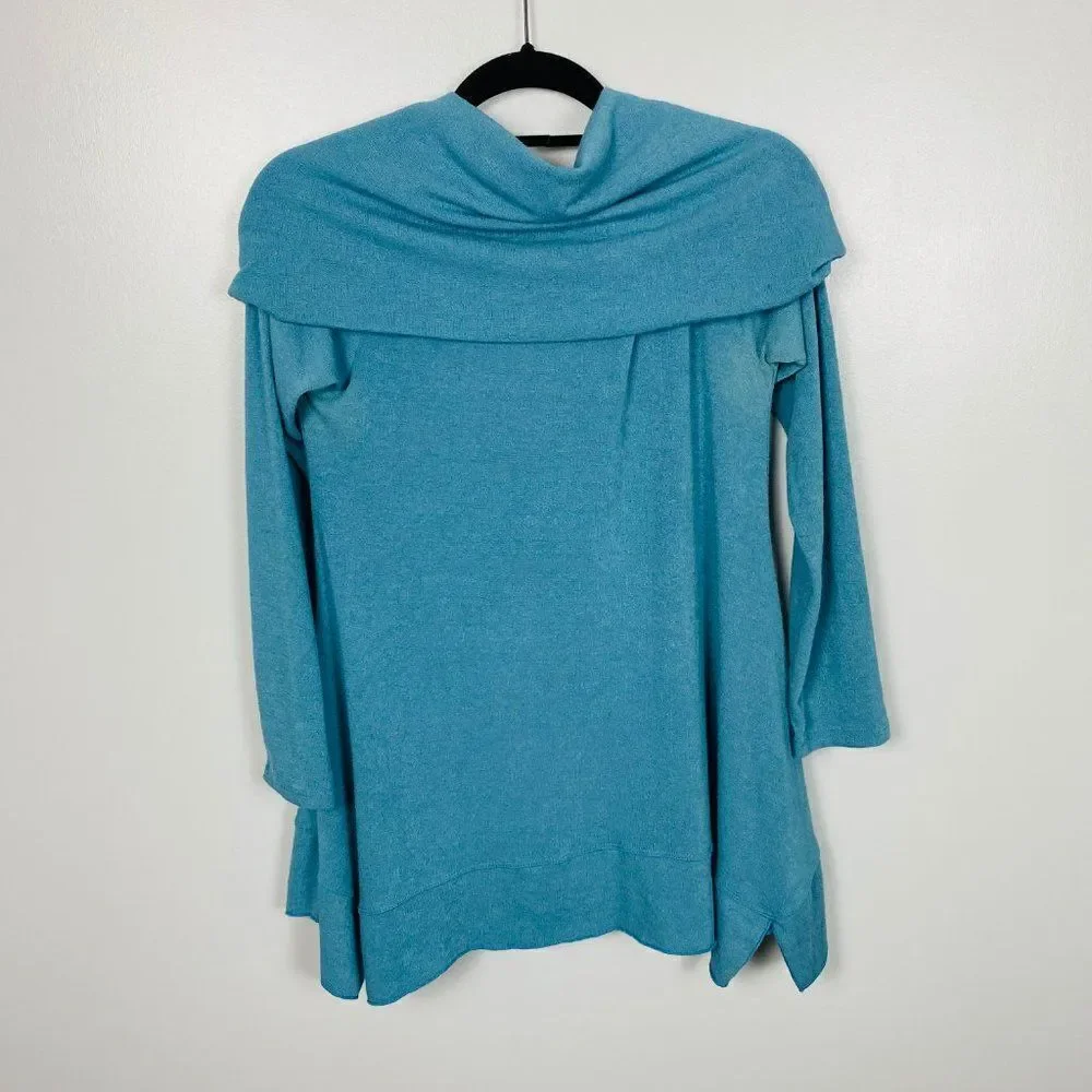 Soft Surroundings Size XS Blue B'Call Long Sleeve Cowl Neck Tunic Sweater Top